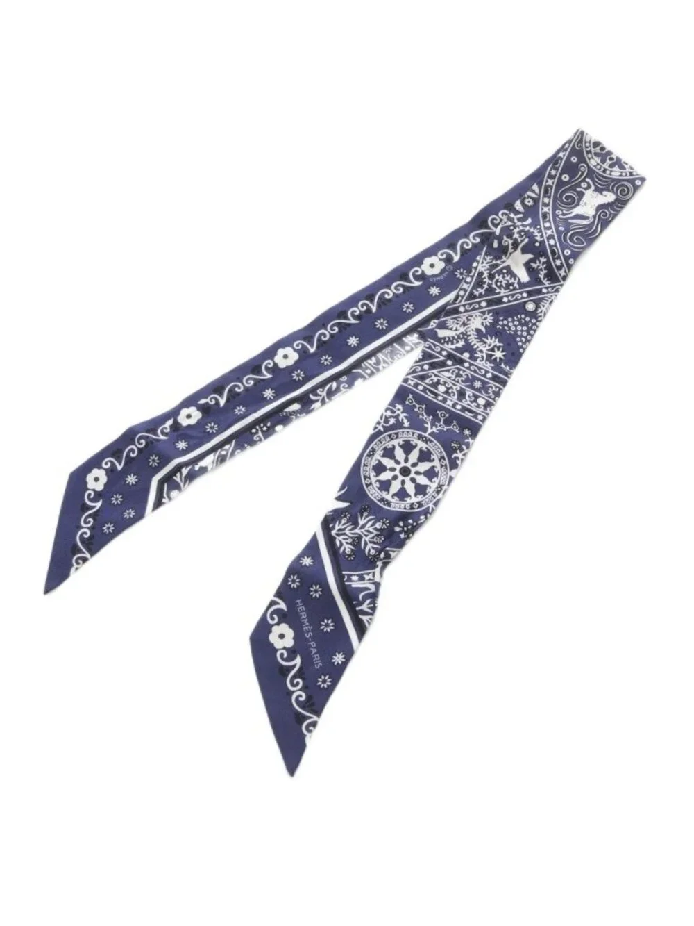 ★SOLD★ Hermes Twill Scarf Peuple du Vent People of the Wind Silk Navy - Picture 4 of 9
